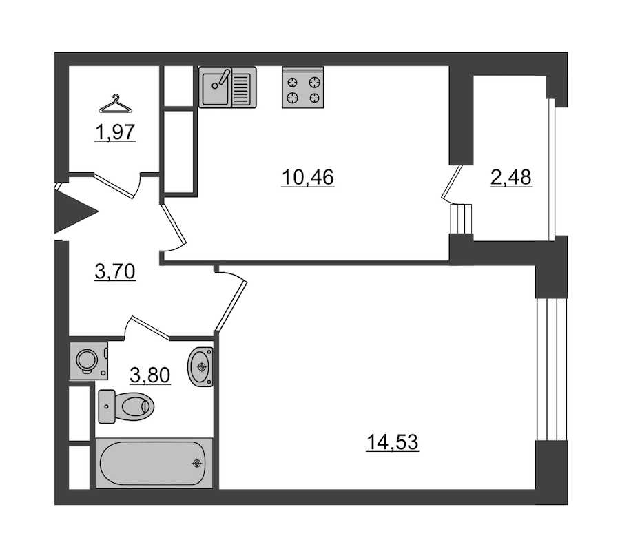 Однокомнатная квартира в : площадь 35.7 м2 , этаж: 10 – купить в Санкт-Петербурге